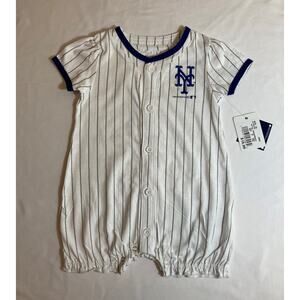 Genuine Merchandise New York Mets One Piece Creeper 12 months White w/Stripes